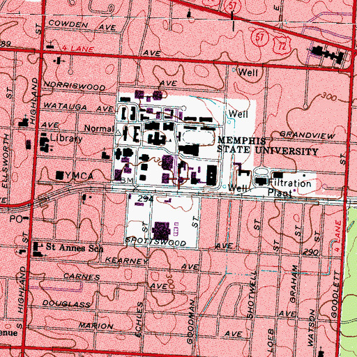 Topographic Map of Life Sciences Building, TN