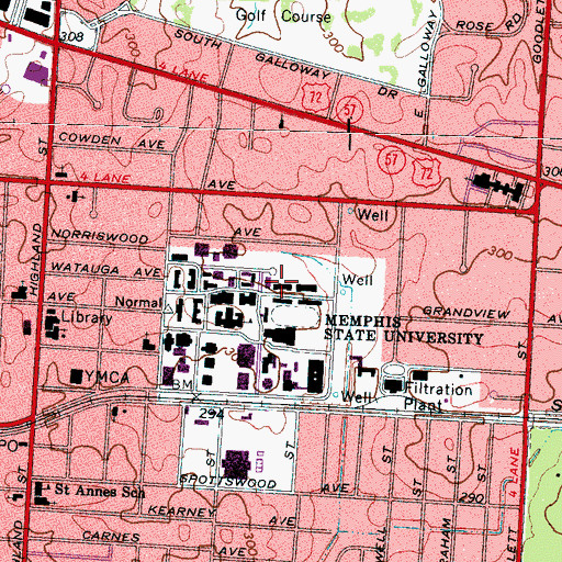 Topographic Map of McCord Hall, TN