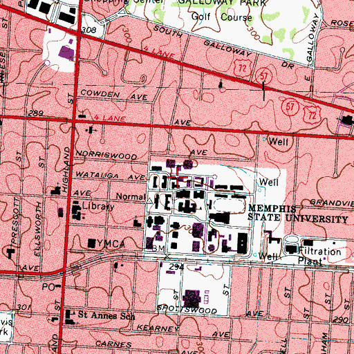 Topographic Map of Meeman Journalism Building, TN