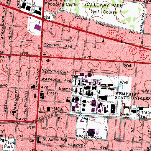 Topographic Map of Panhellenic Building, TN