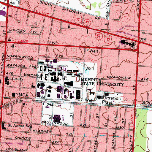 Topographic Map of Robison Hall, TN