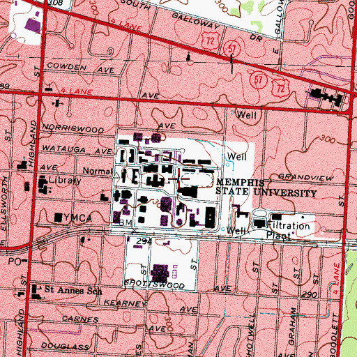 Topographic Map of Scales Hall, TN