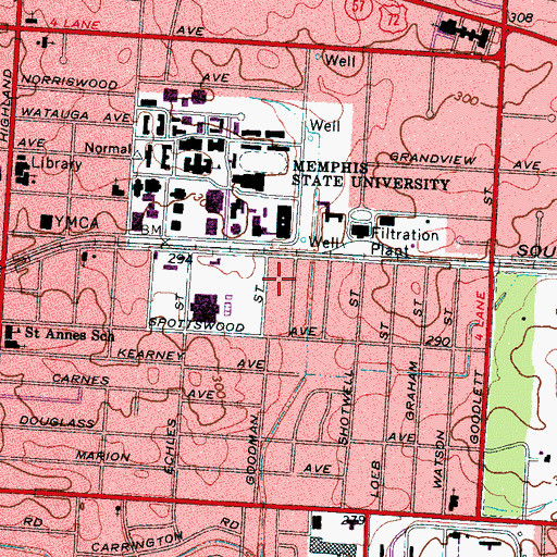 Topographic Map of South Hall, TN