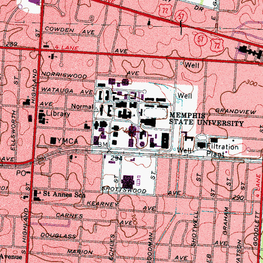 Topographic Map of University Center, TN