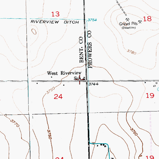 Topographic Map of West Riverview School, CO