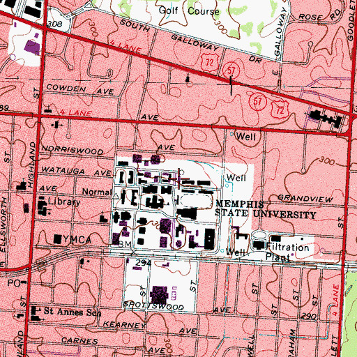 Topographic Map of Hudson Health Center, TN