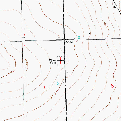 Topographic Map of Wiley Cemetery, CO