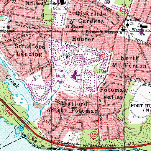 Topographic Map of Fort Hunt Elementary School, VA
