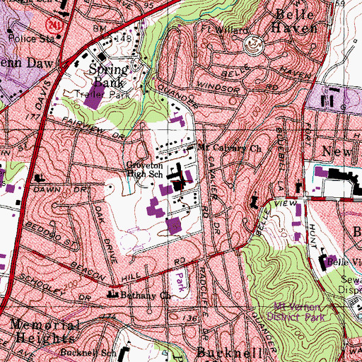Topographic Map of Pulley Vocational Center, VA