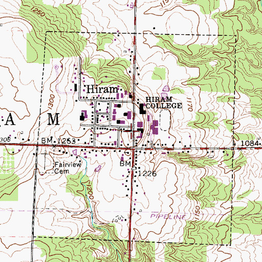 Topographic Map of Bates Hall, OH
