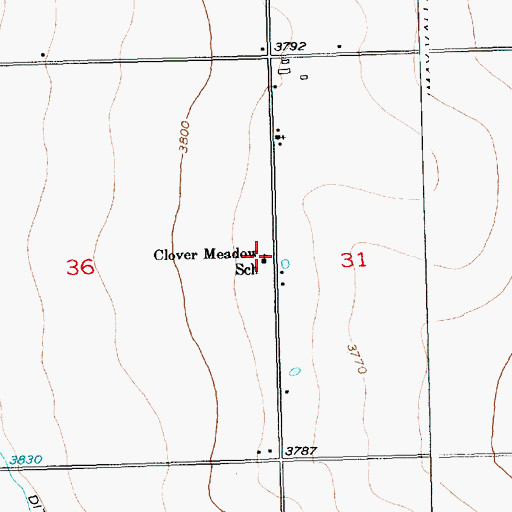 Topographic Map of Clover Meadow School, CO