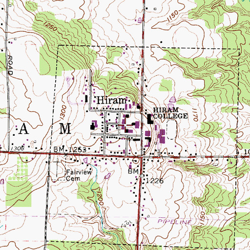 Topographic Map of Frohring Music Building, OH