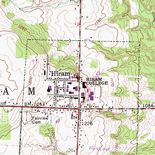 Topographic Map of Miller Hall, OH
