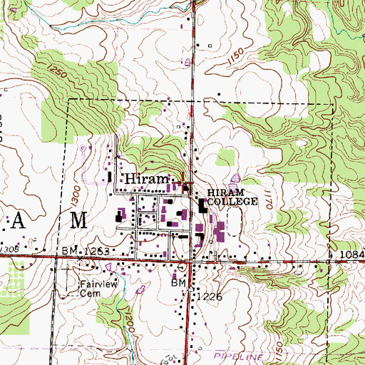 Topographic Map of Whitcomb Hall, OH