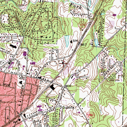 Topographic Map of Antioch Baptist Church, NC