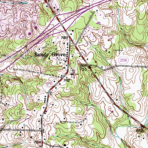 Topographic Map of Becks Lutheran Church, NC