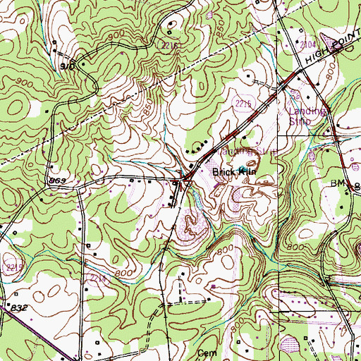 Topographic Map of Cunningham Baptist Church, NC