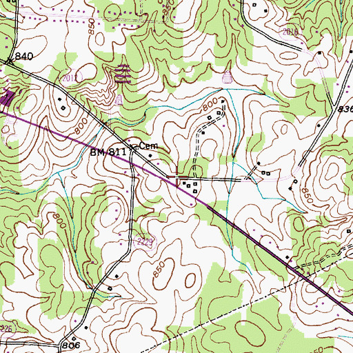Topographic Map of Heath Church, NC