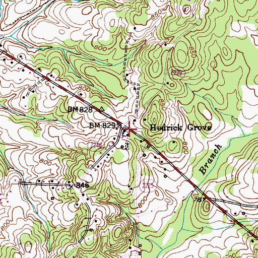 Topographic Map of Hedricks Grove United Church of Christ, NC