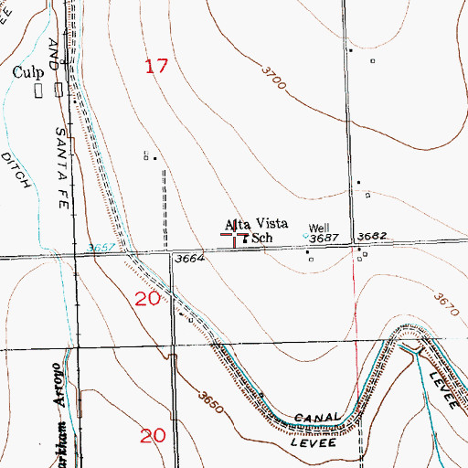 Topographic Map of Alta Vista Charter School, CO