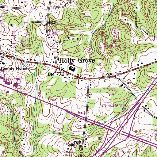 Topographic Map of Holly Grove Baptist Church, NC