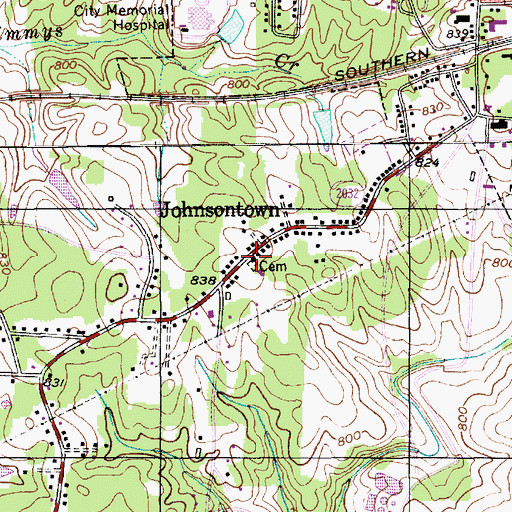 Topographic Map of Johnsontown Methodist Church, NC