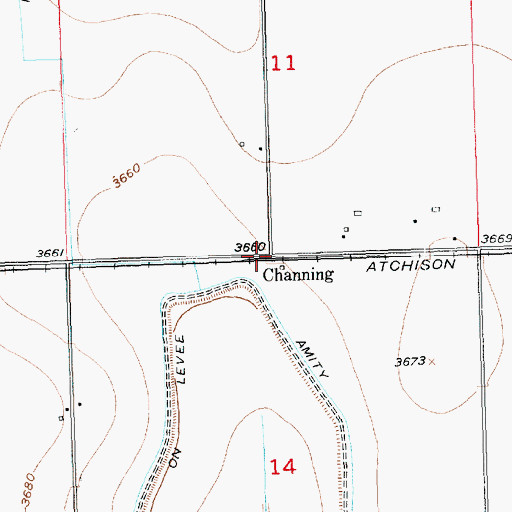 Topographic Map of Channing, CO