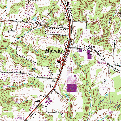 Topographic Map of Midway Christian Church, NC