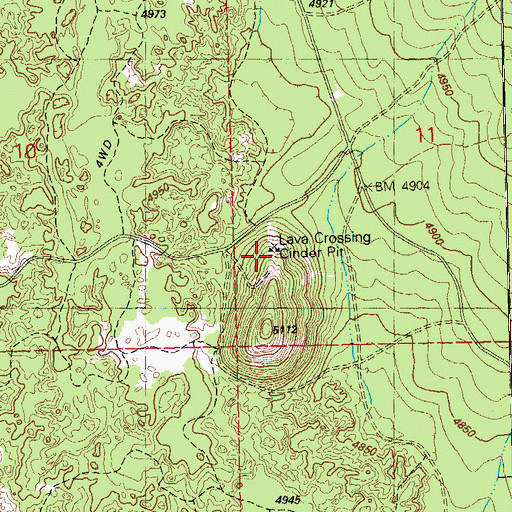 Topographic Map of Lava Crossing Cinder Pit, OR