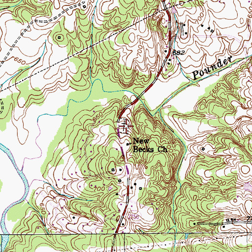 Topographic Map of Becks Cemetery, NC