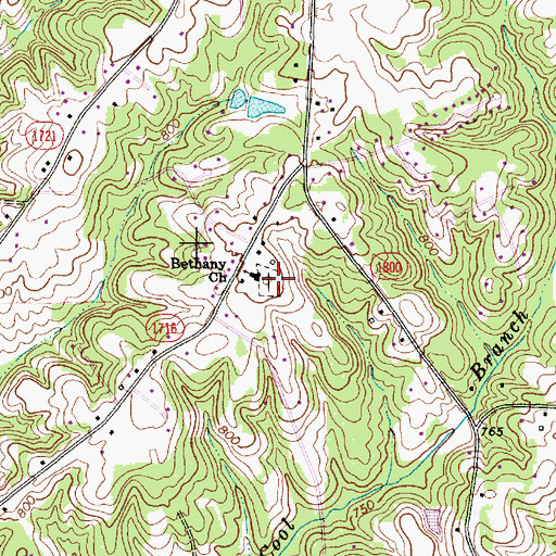 Topographic Map of Bethany Cemetery, NC