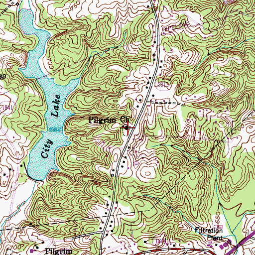 Topographic Map of Pilgrim Cemetery, NC