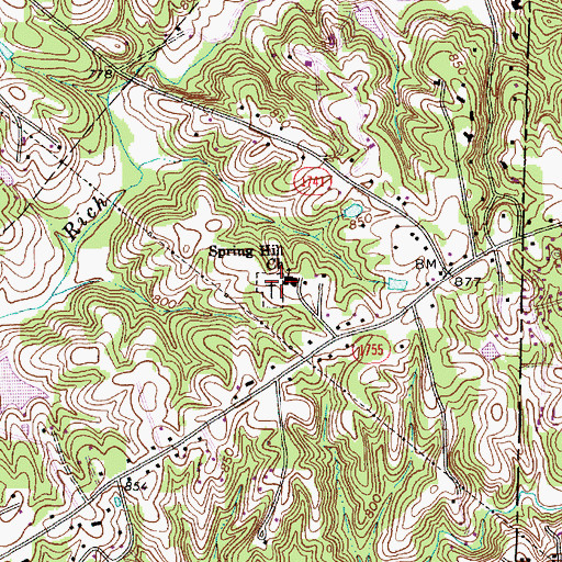Topographic Map of Spring Hill Cemetery, NC