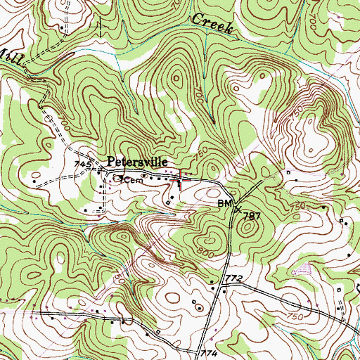 Topographic Map of Petersville School (historical), NC