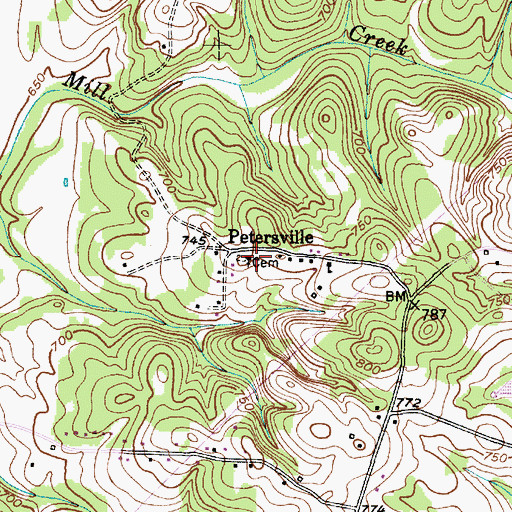 Topographic Map of Buncomb Baptist Church, NC