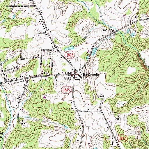 Topographic Map of Ebenezers, NC