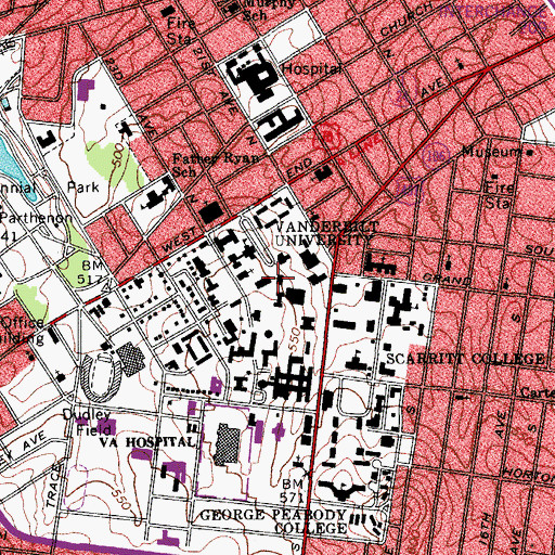 Topographic Map of Calhoun Hall, TN