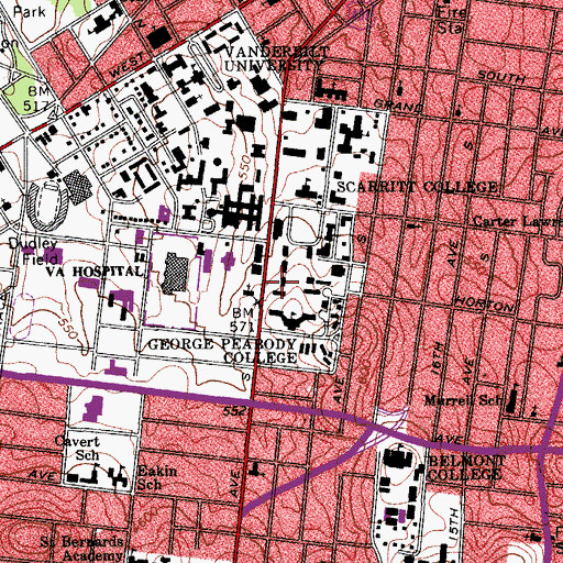 Topographic Map of Cohen Building, TN