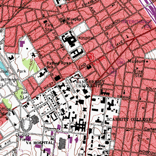 Topographic Map of Currey Hall, TN