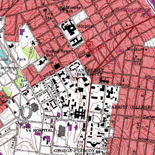Topographic Map of Furman Hall, TN