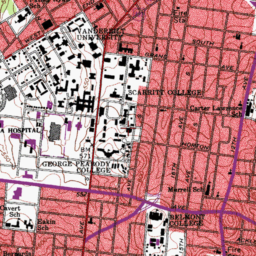 Topographic Map of Hill Student Center, TN