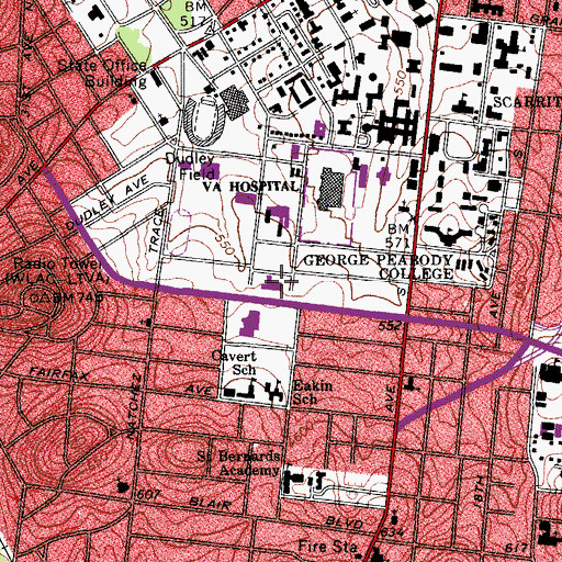 Topographic Map of Ingram Hall, TN