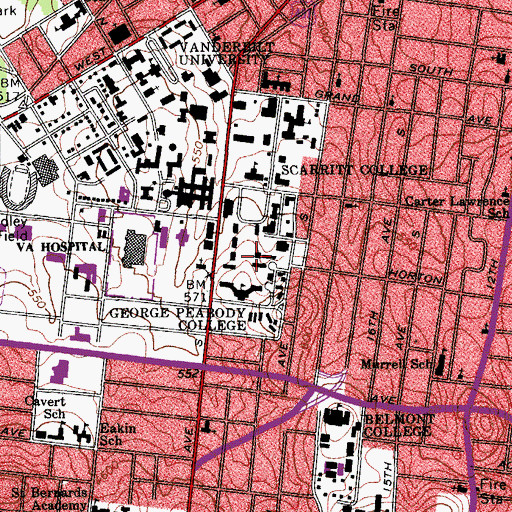Topographic Map of Jesup Psychological Building, TN