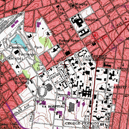 Topographic Map of McGill Hall, TN