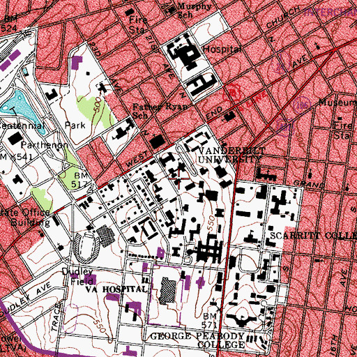 Topographic Map of Neely Auditorium, TN