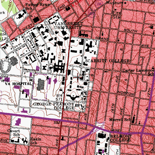 Topographic Map of Payne Building, TN