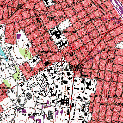 Topographic Map of Reinke Hall, TN