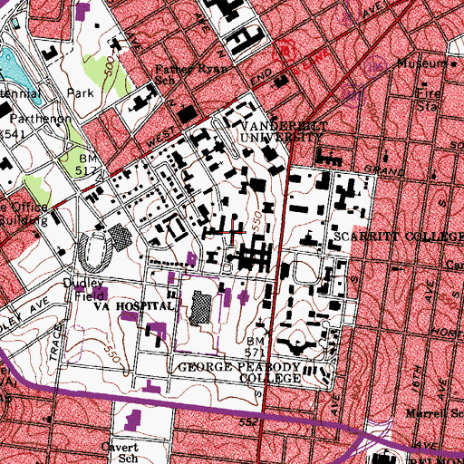 Topographic Map of Stevenson Science Center, TN