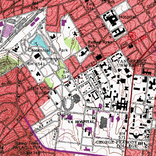 Topographic Map of Tarpley Building, TN