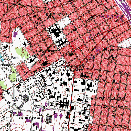 Topographic Map of Wilson Hall, TN